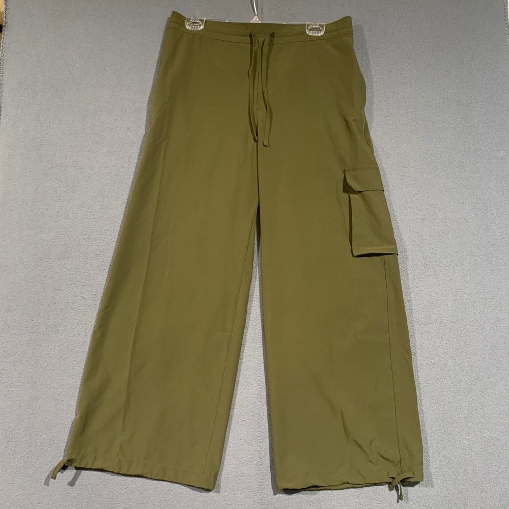 Old Navy StretchTech Cargo Pants Womens Medium Olive Green Wide Leg Quick Dry